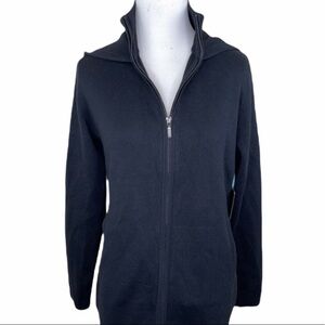 Cynthia Rowley Active Black Ribbed Hooded Jacket S